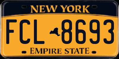 NY license plate FCL8693