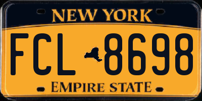NY license plate FCL8698