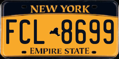 NY license plate FCL8699