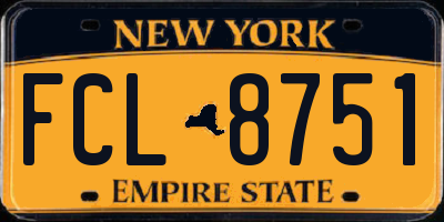 NY license plate FCL8751