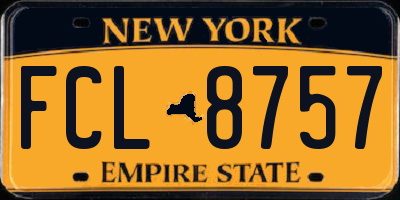 NY license plate FCL8757