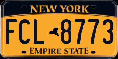 NY license plate FCL8773