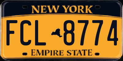 NY license plate FCL8774
