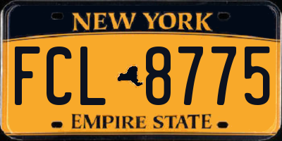 NY license plate FCL8775