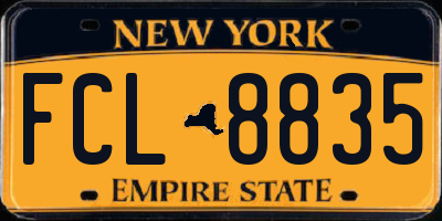 NY license plate FCL8835