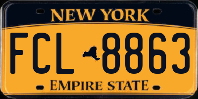NY license plate FCL8863