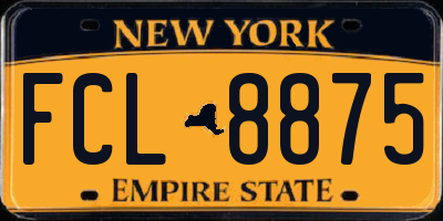 NY license plate FCL8875
