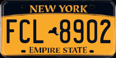 NY license plate FCL8902