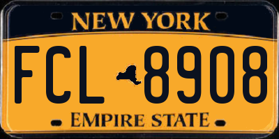 NY license plate FCL8908