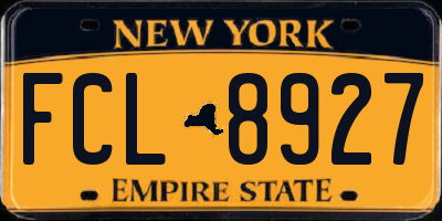 NY license plate FCL8927