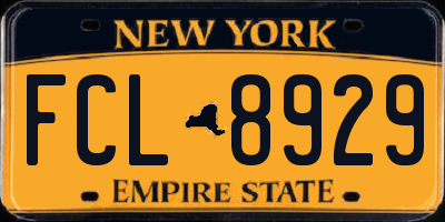NY license plate FCL8929