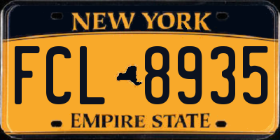 NY license plate FCL8935