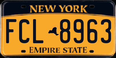 NY license plate FCL8963