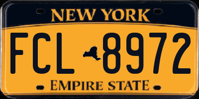 NY license plate FCL8972
