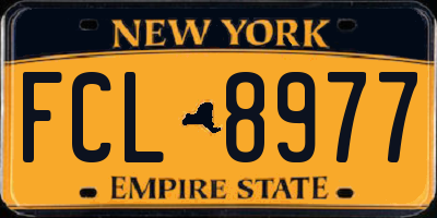 NY license plate FCL8977