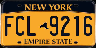 NY license plate FCL9216