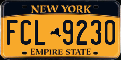NY license plate FCL9230