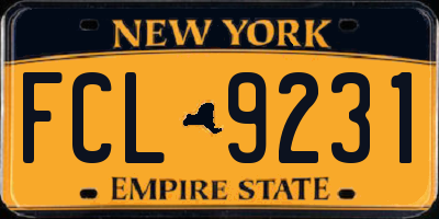 NY license plate FCL9231