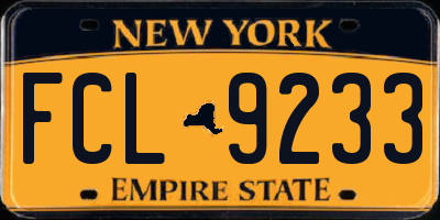 NY license plate FCL9233
