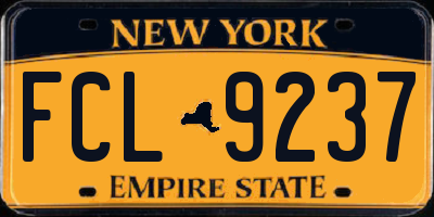 NY license plate FCL9237