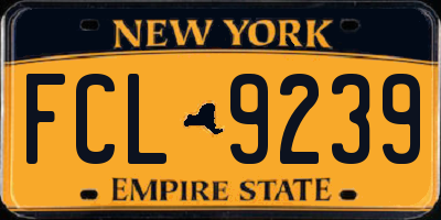 NY license plate FCL9239