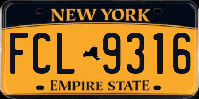 NY license plate FCL9316