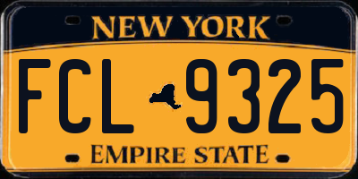 NY license plate FCL9325