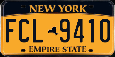 NY license plate FCL9410