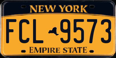 NY license plate FCL9573
