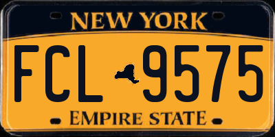 NY license plate FCL9575