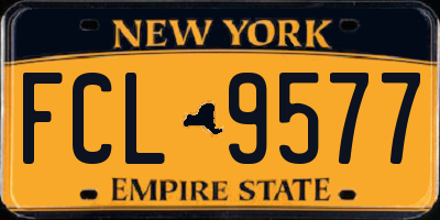 NY license plate FCL9577