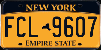 NY license plate FCL9607