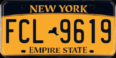 NY license plate FCL9619