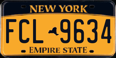 NY license plate FCL9634