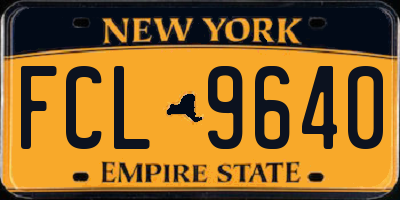 NY license plate FCL9640