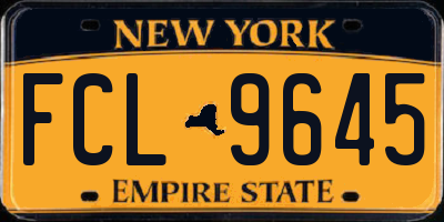 NY license plate FCL9645