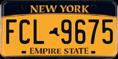 NY license plate FCL9675