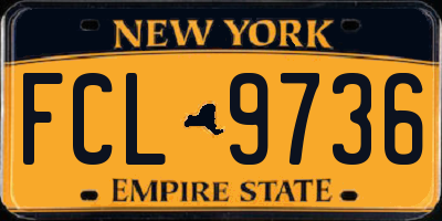 NY license plate FCL9736