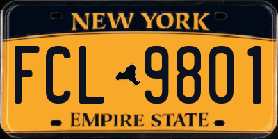 NY license plate FCL9801