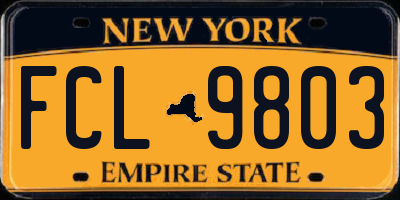 NY license plate FCL9803