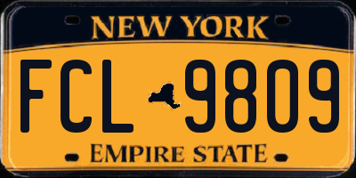 NY license plate FCL9809