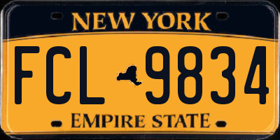 NY license plate FCL9834