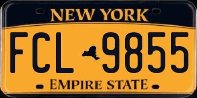 NY license plate FCL9855