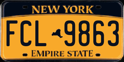 NY license plate FCL9863