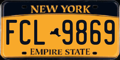 NY license plate FCL9869