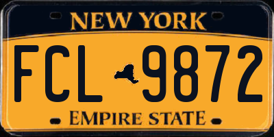 NY license plate FCL9872