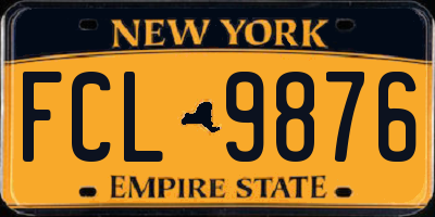 NY license plate FCL9876