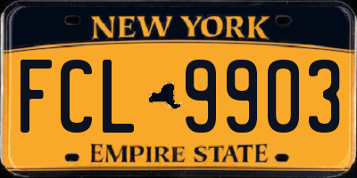 NY license plate FCL9903