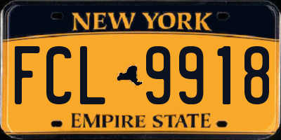 NY license plate FCL9918