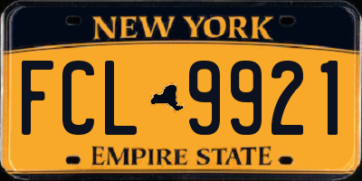 NY license plate FCL9921